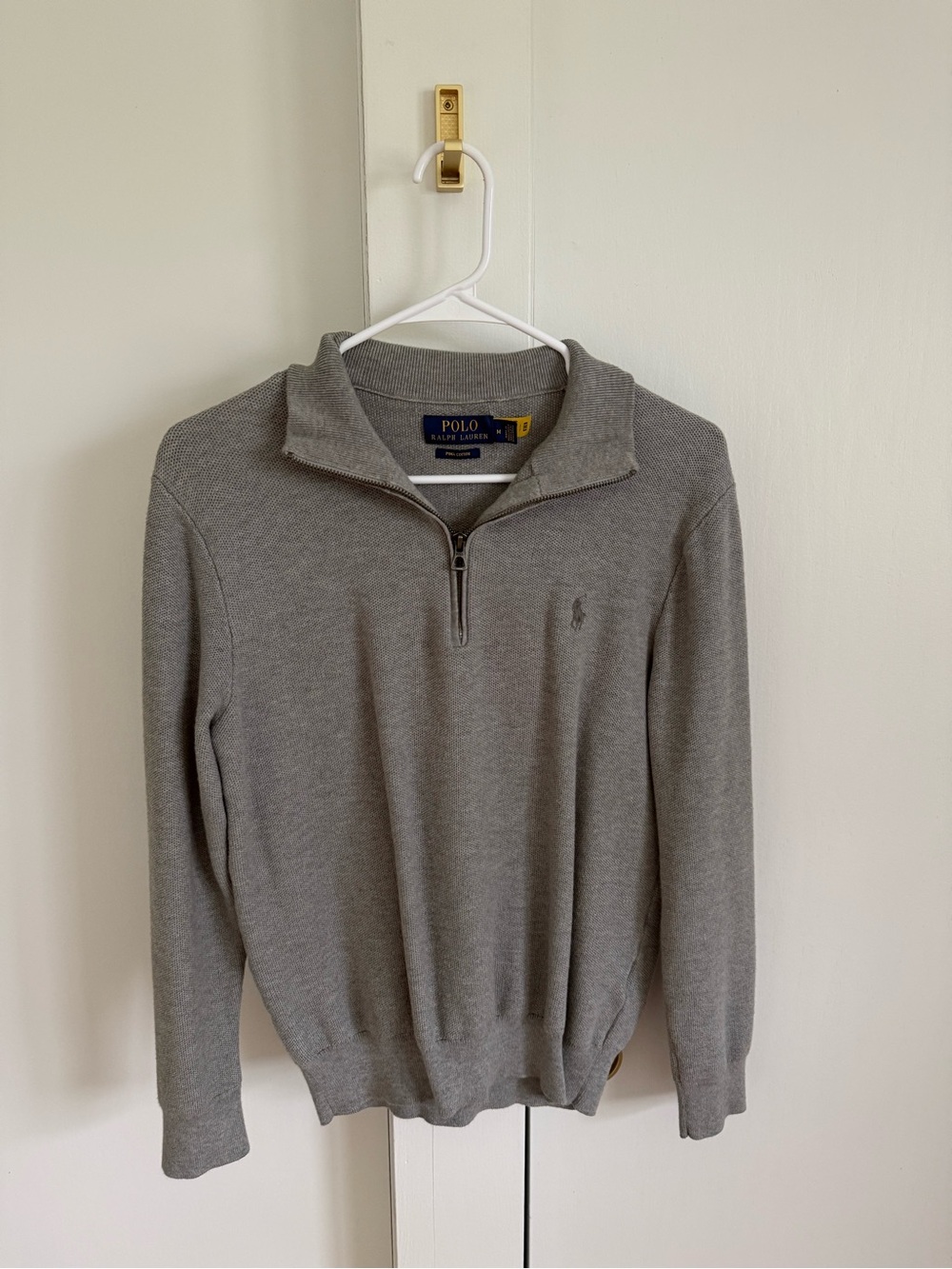 Polo by Ralph Lauren Light Gray Zip-Front Knit Sweater
